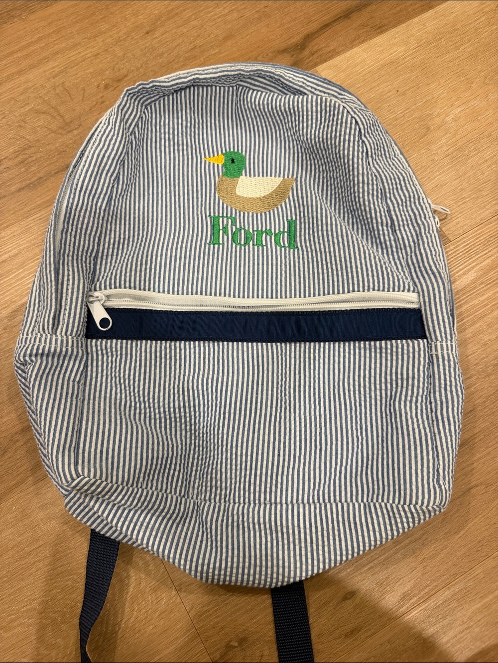 Embroidered Duck Striped Kids Backpack - Personalized "Ford"